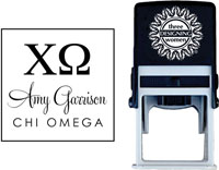 Three Designing Women - Custom Self-Inking Stamp #CS-8003 (Chi Omega Sorority)