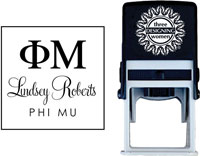 Three Designing Women - Custom Self-Inking Stamp #CS-8003 (Phi Mu Sorority)