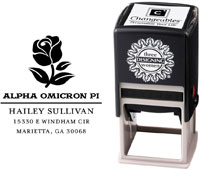 Three Designing Women - Custom Self-Inking Stamp #CS-8004 (Alpha Omicron Pi Sorority)