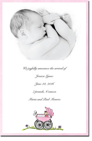 Blue Mug Designs Birth Announcements - Girl Carriage Photo Blue Mug Designs Birth Announcements - Girl Carriage Photo