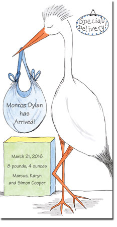 Blue Mug Designs Birth Announcements - Boy Stork Blue Mug Designs Birth Announcements - Boy Stork