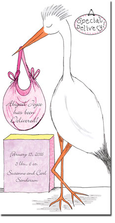 Blue Mug Designs Birth Announcements - Girl Stork Blue Mug Designs Birth Announcements - Girl Stork