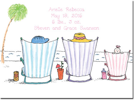Blue Mug Designs Birth Announcements - Girl On The Beach Blue Mug Designs Birth Announcements - Girl On The Beach