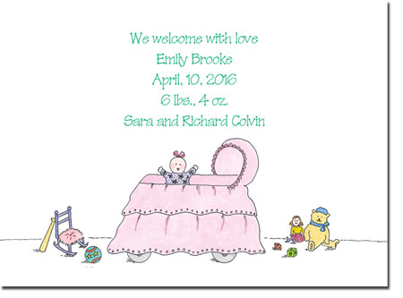 Blue Mug Designs Birth Announcements - Girl Bassinet Blue Mug Designs Birth Announcements - Girl Bassinet