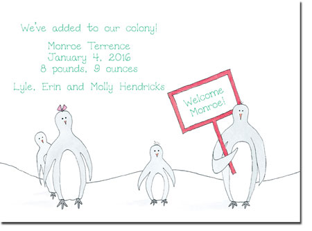 Blue Mug Designs Birth Announcements - Penguin Family Blue Mug Designs Birth Announcements - Penguin Family
