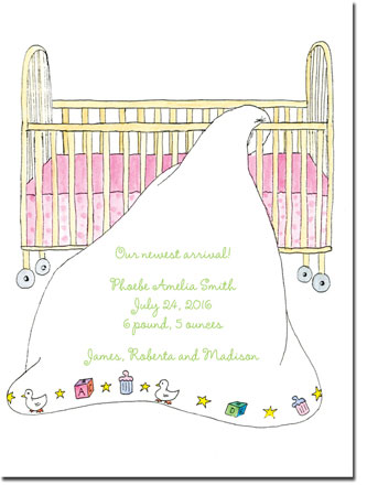 Blue Mug Designs Birth Announcements - Girl Cradle Blue Mug Designs Birth Announcements - Girl Cradle