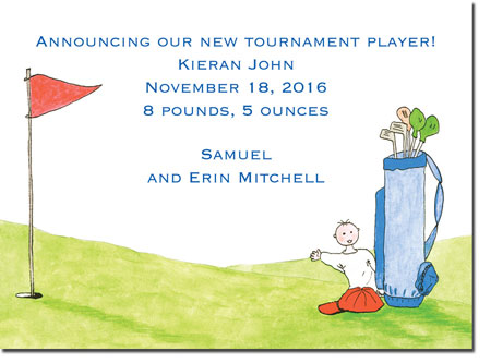 Blue Mug Designs Birth Announcements - Boy Golfer Blue Mug Designs Birth Announcements - Boy Golfer
