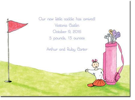 Blue Mug Designs Birth Announcements - Girl Golfer Blue Mug Designs Birth Announcements - Girl Golfer