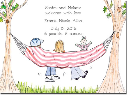 Blue Mug Designs Birth Announcements - Girl Hammock Blue Mug Designs Birth Announcements - Girl Hammock