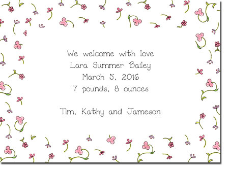 Blue Mug Designs Birth Announcements - Pink Floral Border Blue Mug Designs Birth Announcements - Pink Floral Border