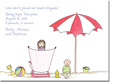 Blue Mug Designs Birth Announcements - Sister At The Beach Blue Mug Designs Birth Announcements - Sister At The Beach