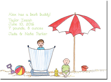 Blue Mug Designs Birth Announcements - Brother At The Beach Blue Mug Designs Birth Announcements - Brother At The Beach