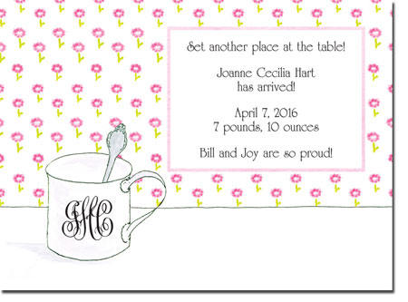 Blue Mug Designs Birth Announcements - Girl Sterling Cup Blue Mug Designs Birth Announcements - Girl Sterling Cup