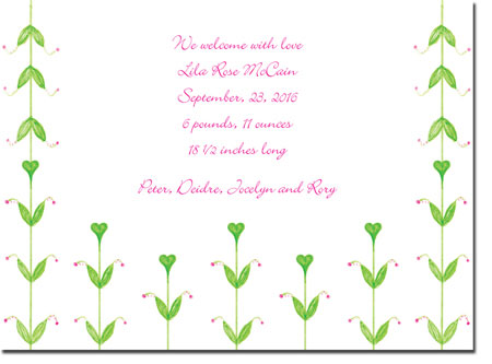 Blue Mug Designs Birth Announcements - Heart Sprigs Blue Mug Designs Birth Announcements - Heart Sprigs