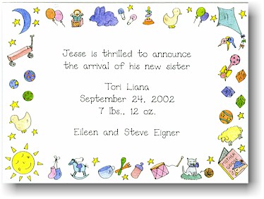 Blue Mug Designs Birth Announcement - Baby Border Blue Mug Designs Birth Announcement - Baby Border