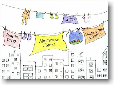 Blue Mug Designs Birth Announcement - Baby Clothesline Blue Mug Designs Birth Announcement - Baby Clothesline