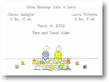 Blue Mug Designs Birth Announcement - Twins & Handmade Quilt Blue Mug Designs Birth Announcement - Twins & Handmade Quilt
