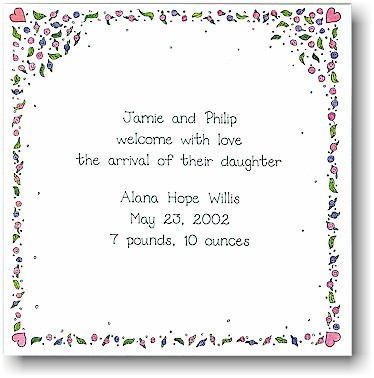 Blue Mug Designs Birth Announcement - Spring Floral Blue Mug Designs Birth Announcement - Spring Floral