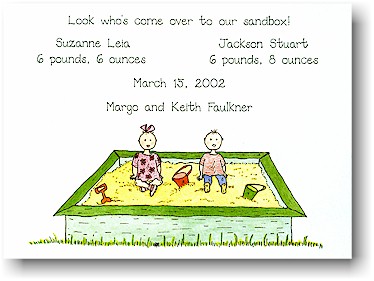 Blue Mug Designs Birth Announcement - In The Sandbox Blue Mug Designs Birth Announcement - In The Sandbox