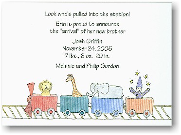 Blue Mug Designs Birth Announcement - Circus Train Blue Mug Designs Birth Announcement - Circus Train