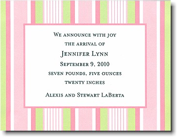 Boatman Geller - Pink Multistripe Birth Announcements/Invitations