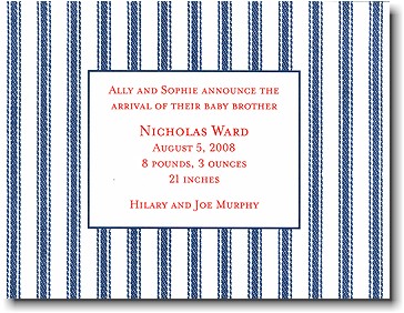 Boatman Geller - Navy Ticking Birth Announcements