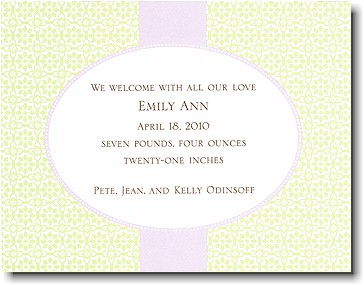 Boatman Geller - Light Green & Lavender Mosaic Birth Announcements