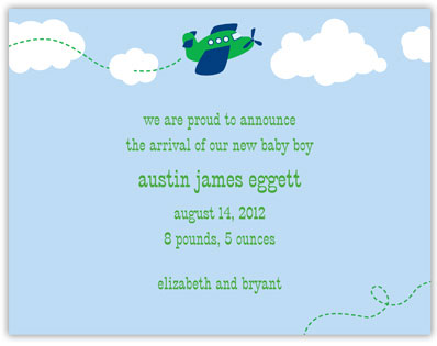 Boatman Geller - Airplane Birth Announcements/Invitations