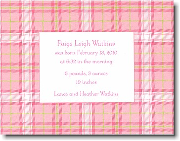 Boatman Geller - Pink Plaid Birth Announcements Boatman Geller - Pink Plaid Birth Announcements