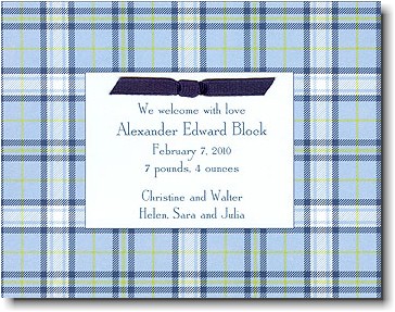 Boatman Geller - Blue Plaid Birth Announcements