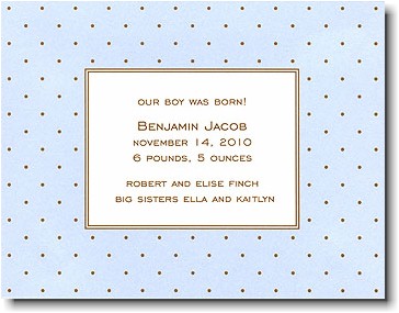 Boatman Geller - Blue with Brown Dot Birth Announcements