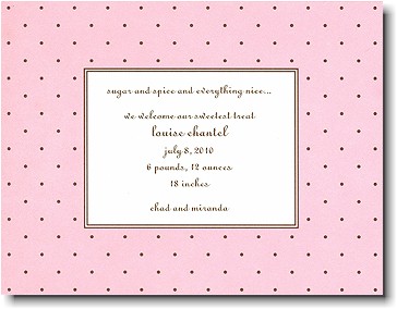 Boatman Geller - Pink with Brown Dot Birth Announcements