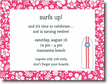 Boatman Geller - Pink Surfboard Birth Announcements/Invitations