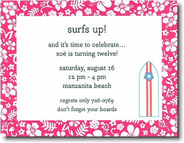 Boatman Geller - Pink Surfboard Birth Announcements/Invitations Boatman Geller - Pink Surfboard Birth Announcements/Invitations