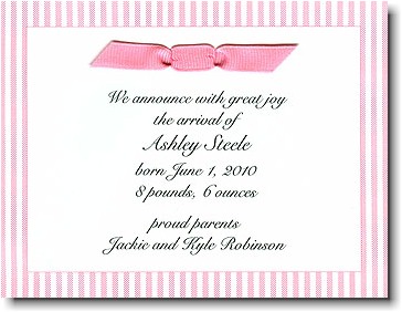 Boatman Geller - Pink Seersucker Birth Announcements/Invitations