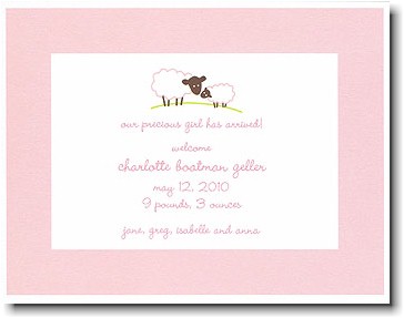 Boatman Geller - Pink Baby Lamb Birth Announcements