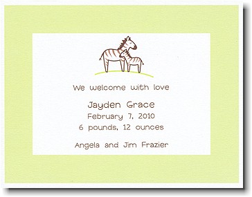 Boatman Geller - Green Baby Zebra Birth Announcements Boatman Geller - Green Baby Zebra Birth Announcements