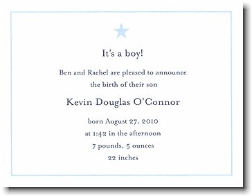 Boatman Geller - Tiny Blue Star Birth Announcements/Invitations