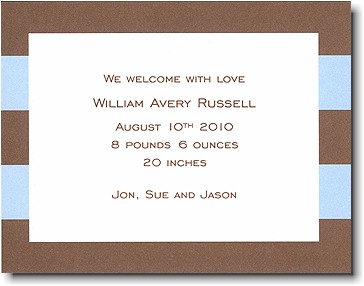 Boatman Geller - Blue & Brown Rugby Birth Announcements/Invitations