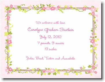Boatman Geller - Floral Border Birth Announcements/Invitations Boatman Geller - Floral Border Birth Announcements/Invitations