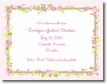 Boatman Geller - Floral Border Birth Announcements/Invitations