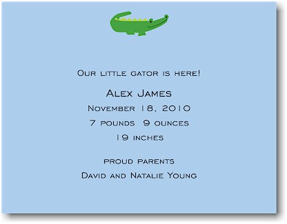 Boatman Geller - Blue Alligator Birth Announcements/Invitations