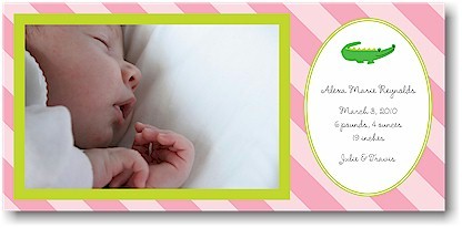 Boatman Geller Birth Announcement - Pink Alligator (Photo) Boatman Geller Birth Announcement - Pink Alligator (Photo)