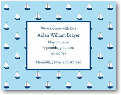Boatman Geller - Little Sailboat Birth Announcements Boatman Geller - Little Sailboat Birth Announcements
