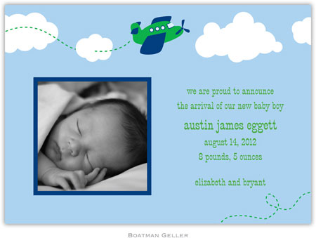 Boatman Geller - Airplane Photo Birth Announcements & Invitations