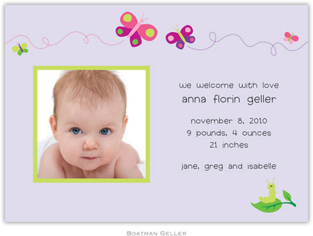 Boatman Geller - Butterfly Photo Birth Announcements & Invitations