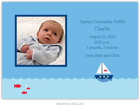 Boatman Geller - Sailboat Photo Birth Announcements & Invitations