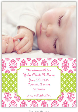 Boatman Geller - Beti Pink Photo Birth Announcements