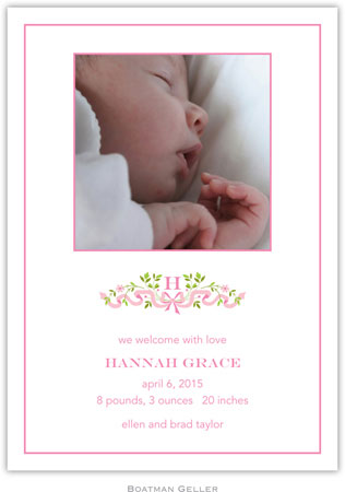 Boatman Geller - Ribbon Pink Photo Birth Announcements & Invitations