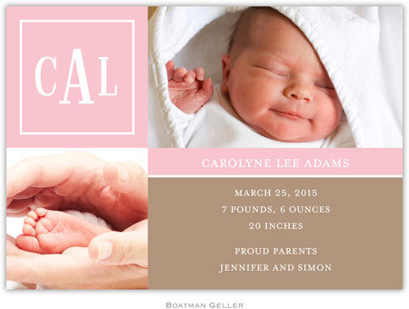 Boatman Geller - Peyton Pink Photo Birth Announcements